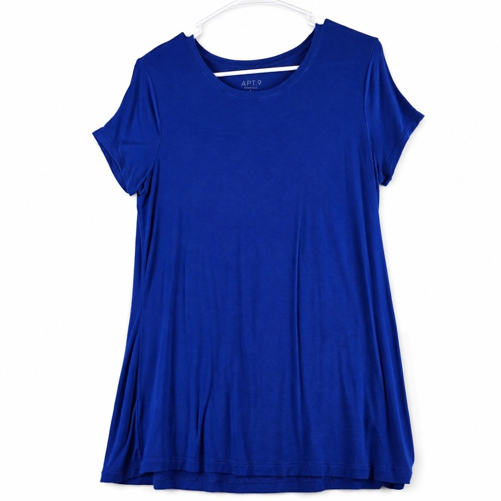 Apt. 9 Essentials Women's Small Blue Rayon Stretch Short Sleeve Top